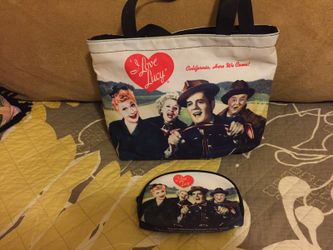 I Love Lucy bag and cosmetic bag