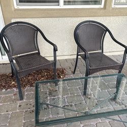 Outdoor Set With Glass Table 