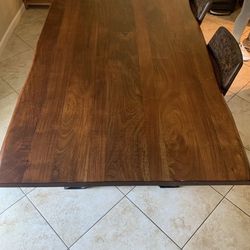 Wooden Dining Table w/ Wrought Iron Legs 