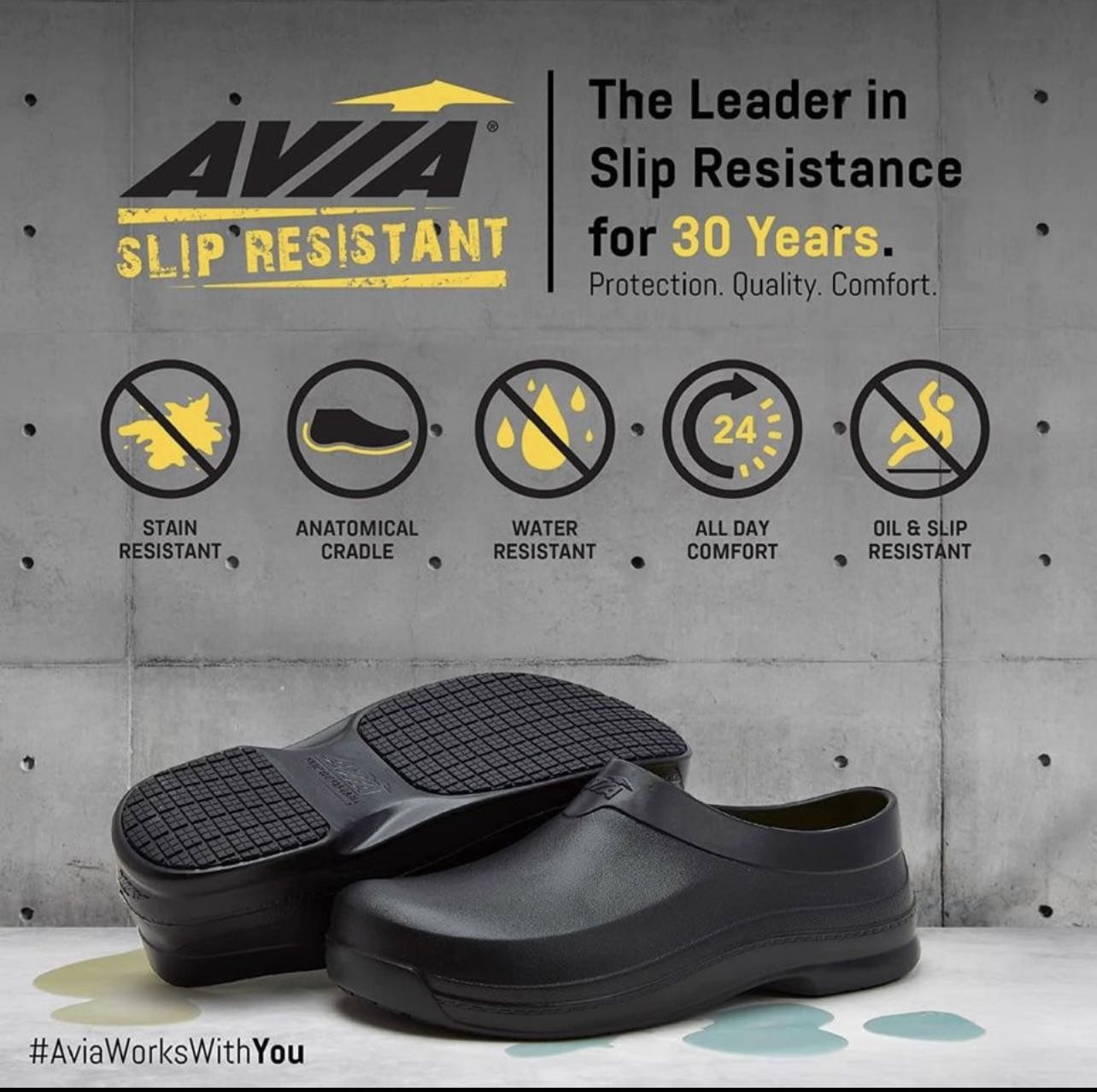 Chef Shoes for men and women Avia Flame Slip Resistant Clogs for