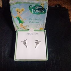 Sterling Silver Disney Tinkerbell Stud Earrings