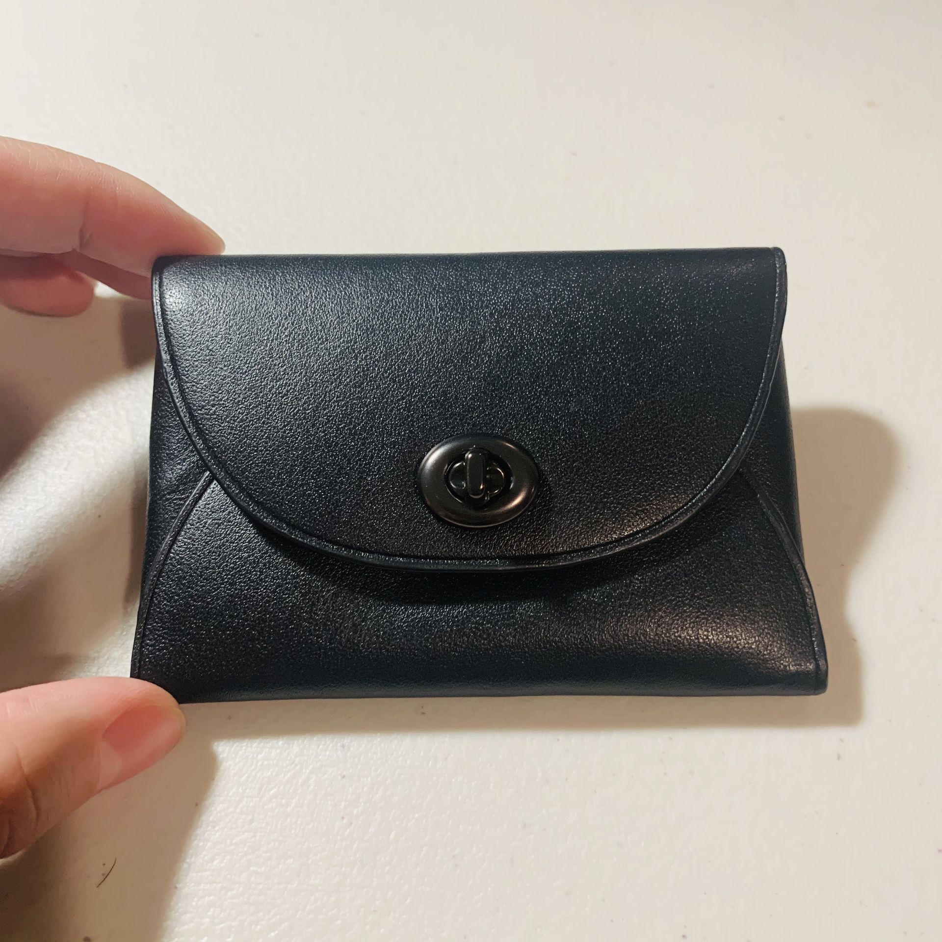 NEW! Coach Black Leather Card Case