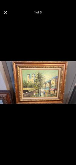 Vintage Paris Street Scene Oil Painting – Ornate Framed Artwork