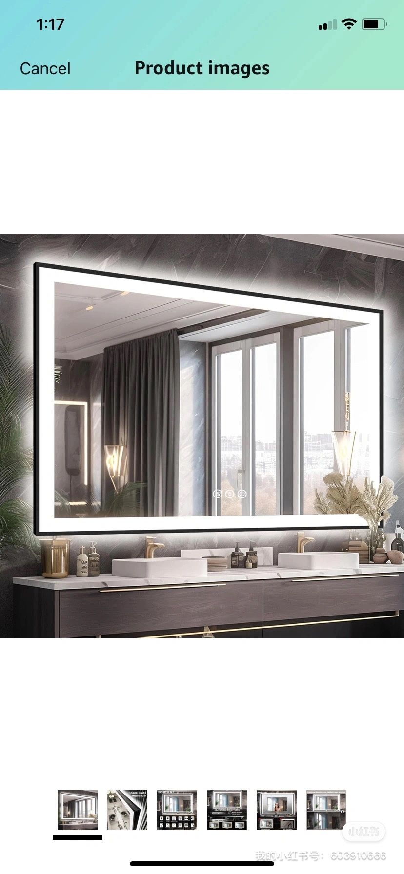 New Black Framed Mirror With Back And Front Light Anti-fog