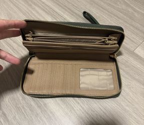 Michael Kors Forest Green Zip-Around Continental Wallet with Wrist Strap