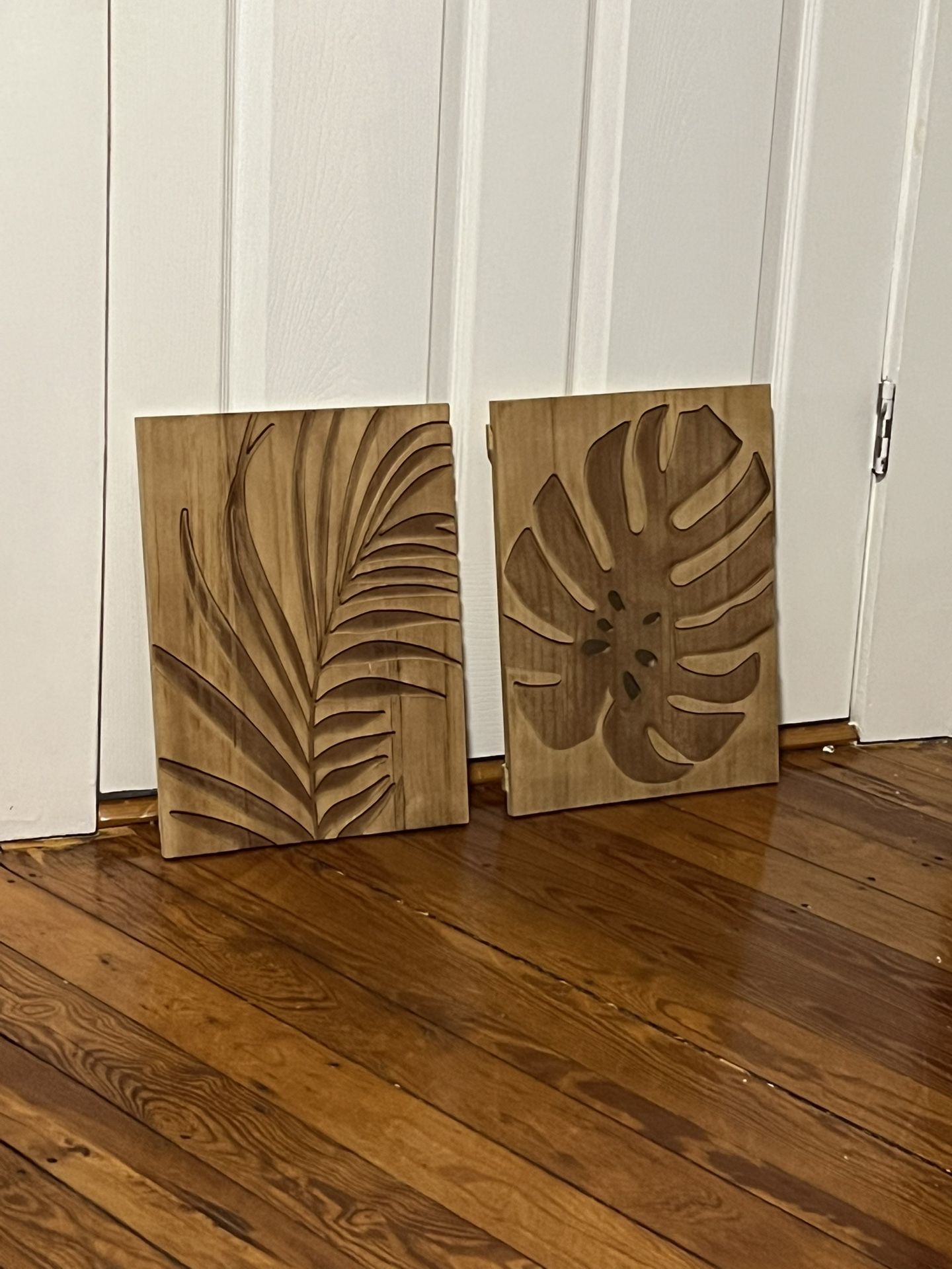 Wooden Palm Leaves Wall Art Tropical Leaf Wall Art Natural Plant Wall Decor