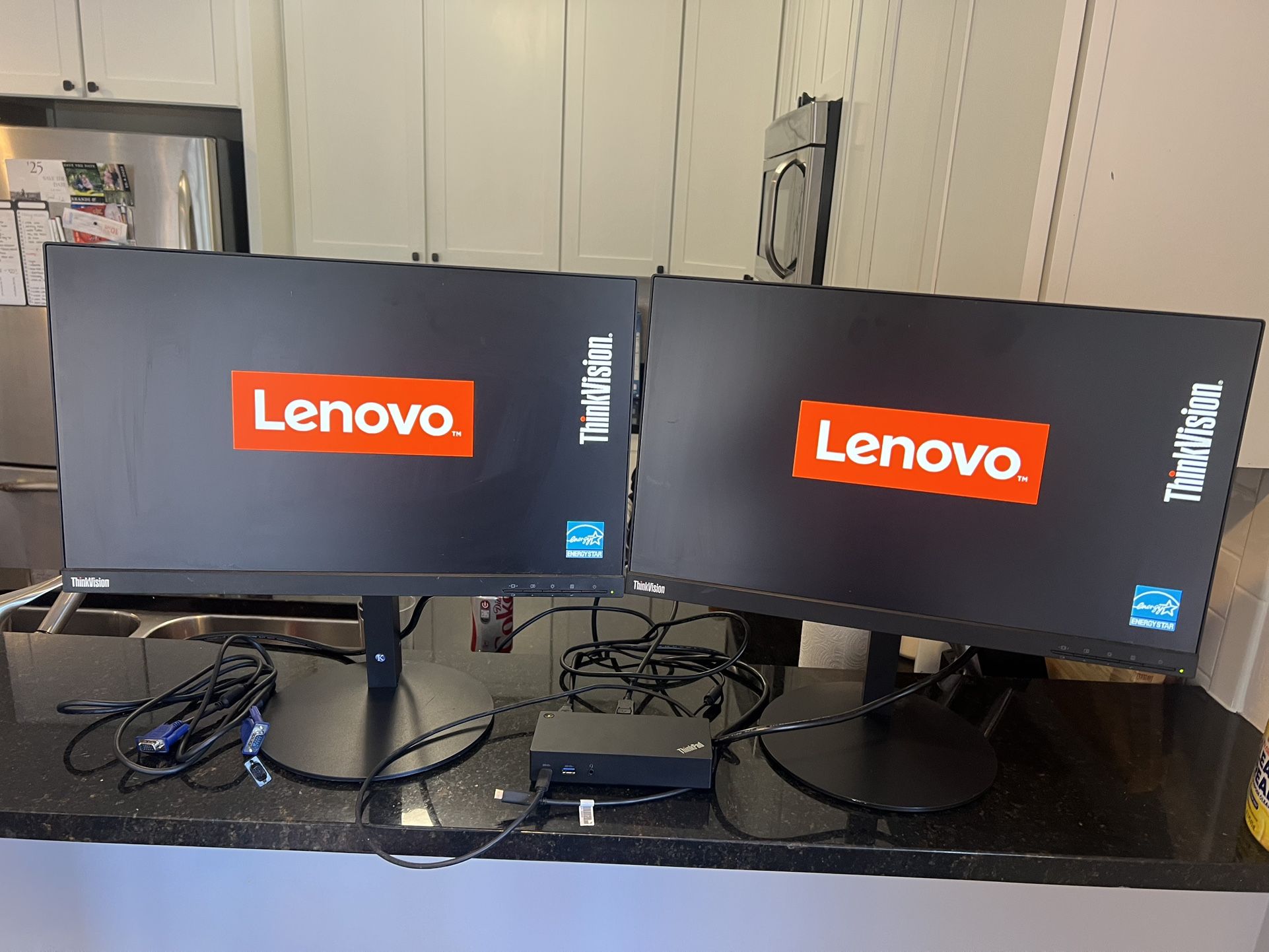 Dual 22” Lenovo ThinkVision Monitors + Dock