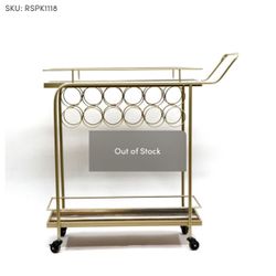 Wood & Gold Bar Cart 