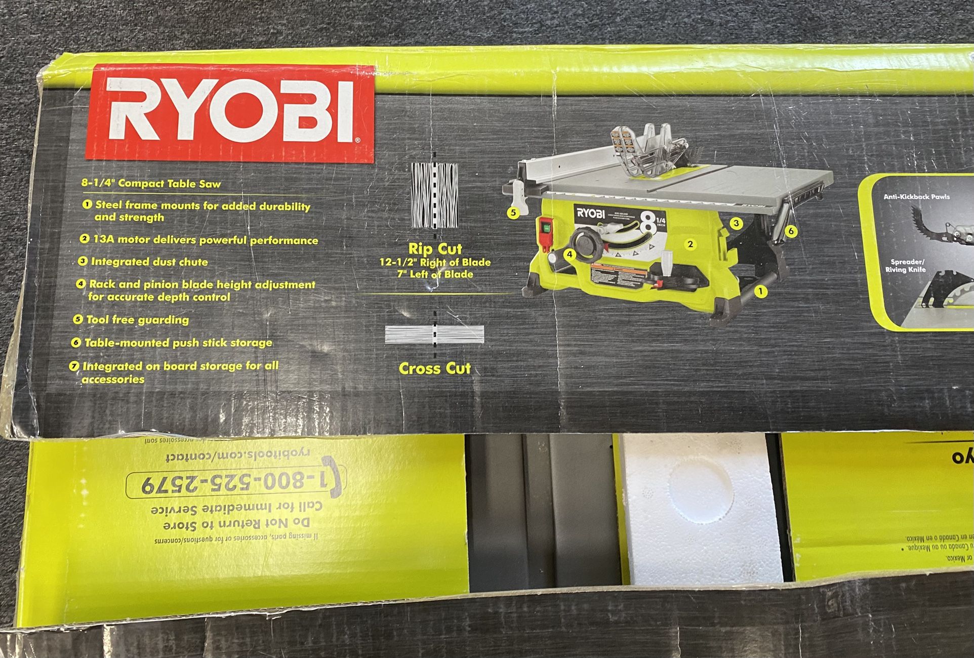 Ryobi RTS08 8-1/4" Compact Table Saw - Black/Green