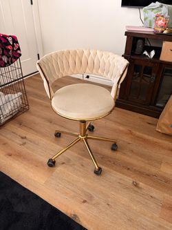 Velvet Swivel Desk/Vanity Chair Gold Base