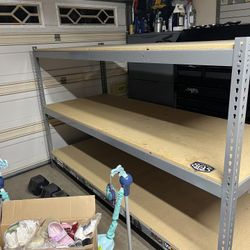 Garage Shelving 96 in W x 38 in D Steel Rivet Rack 3 Tier 