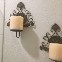 (2) 12”Hx 71/2” W metal wall candle holders
