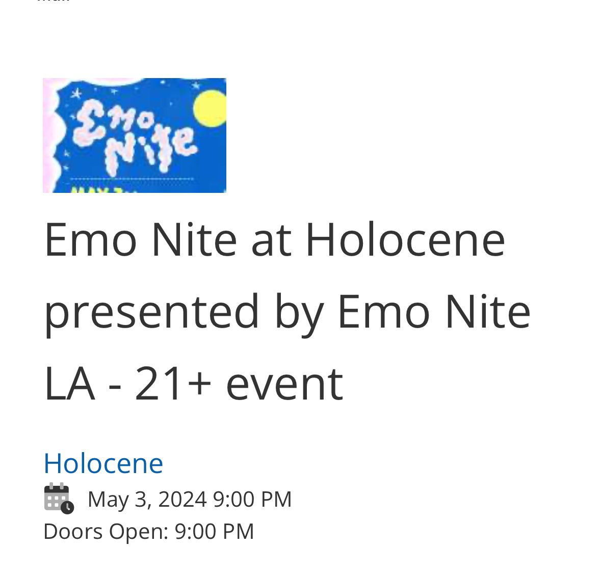 Emo Nite at Holocene Tonight 