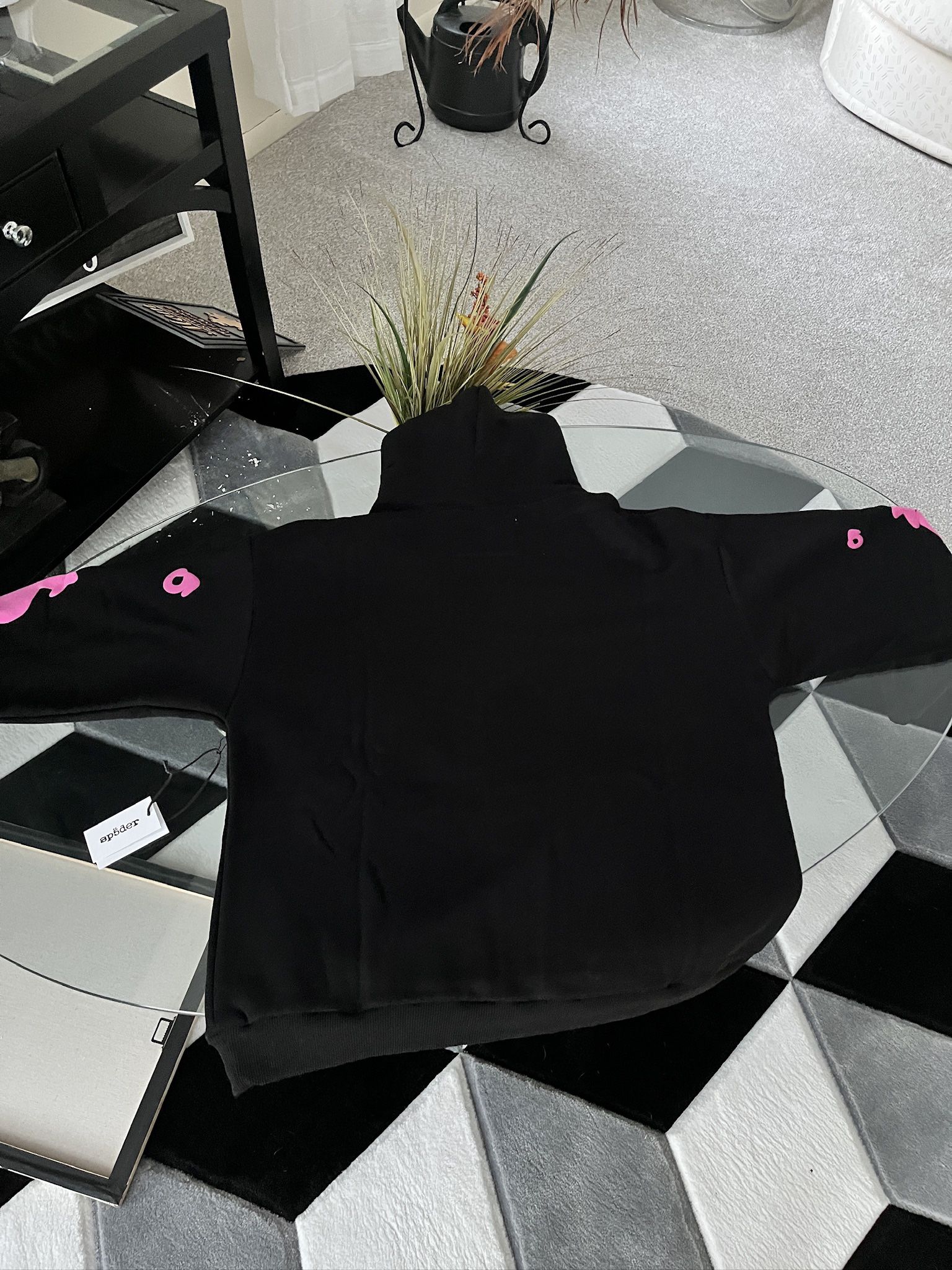 Pink And Black Sp5der Hoodie