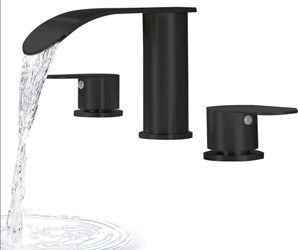 (Brand New in Box)
Matte Black Faucet, 3 Hole Waterfall Faucets Sets /A6-PF-5580