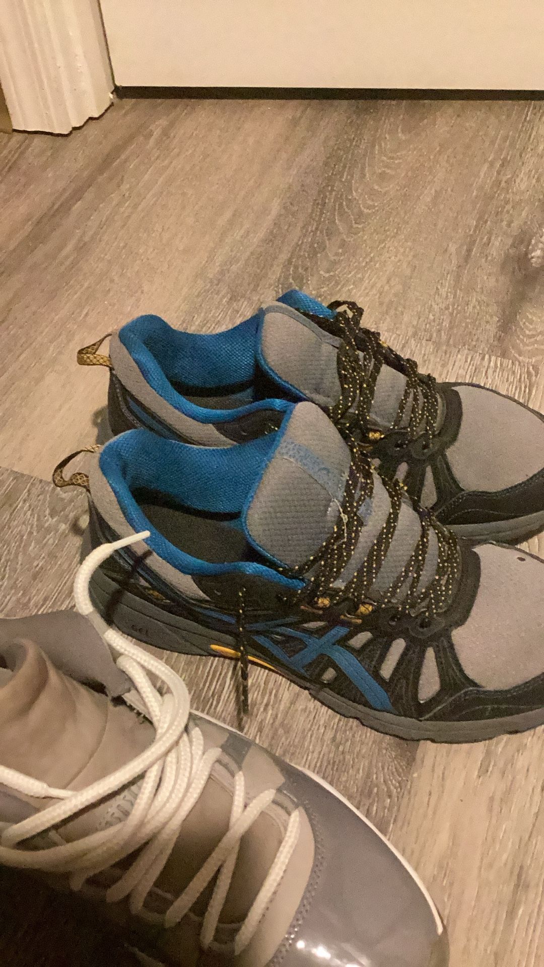 Jordan Cool Grey 11s ASICS  BLue/yellow