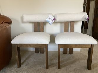 Boucle Dining Chairs, Brand New Set Of Two