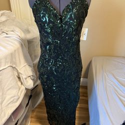 New Dark Green Formal Dress Sequin 