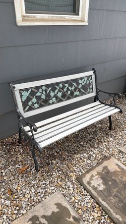 Outdoor Garden Bench Cast Iron and Wood