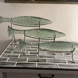Palacek Glass Fish Set with Stands
