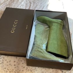 Authentic Green Leather Gucci Boots