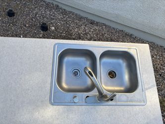 Stainless Steel Sink With Faucet And Counter