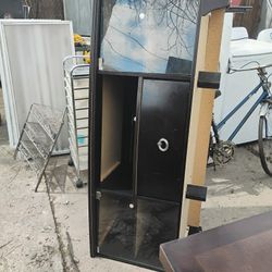 T.V. Cabinet With Side Glass Doors & Storage Room