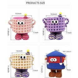 Round Storage Basket, Cartoon Plush Laundry Basket Organizer, Baby Toddler Toy Basket