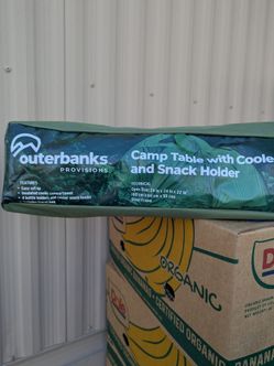Outerbanks Provisions Camp Table with Cooler and Snack Holder