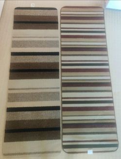 Set of 2 Brand New Striped  Rug Runners 2 ft x 6 ft Monerrey Merlot 🏡✨
