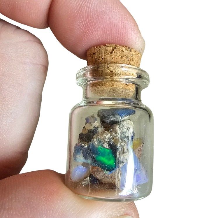 Raw Ethiopian Opals 4 Grams of Natural Gemstones in a Small Glass Bottle 