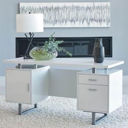 Brand New White Desk with Filing Cabinet and Drawer