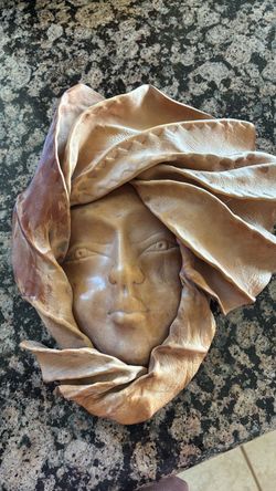 Vtg Handcrafted Molded LEATHER  FACE