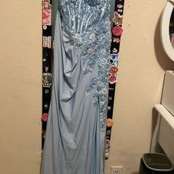 Baby Blue long Slit Dress 