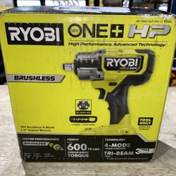 RYOBI ONE+ HP 18V Brushless Cordless Compact 1/2 in 4 Mode Impact Wrench (Tool Only)