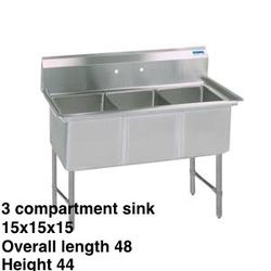 3 Compartment Stainless Steel Commercial Sink