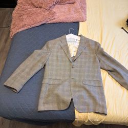 Zara Gray Plaid Two-Button Blazer