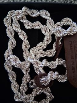 Italian Sterling Silver Men Necklace 22 inch length