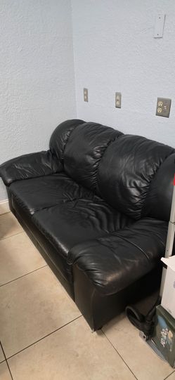 Black leather sofa