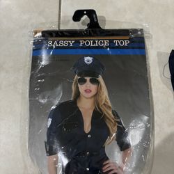 Sassy police top adult small Halloween police costume sexy