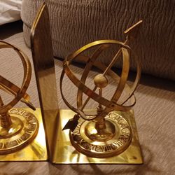 Vintage Sundial Bookends Brass