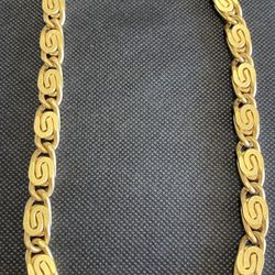 Vintage Monet Gold Tone Greek Key/ Snail Chain 16” Necklace