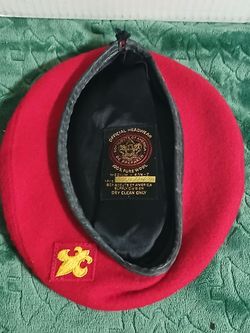 Vintage 1970s Boy Scouts of America Red Wool Beret Hat - Size Medium