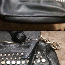 Black Pleather Crossbody Bag With Silvery Studs