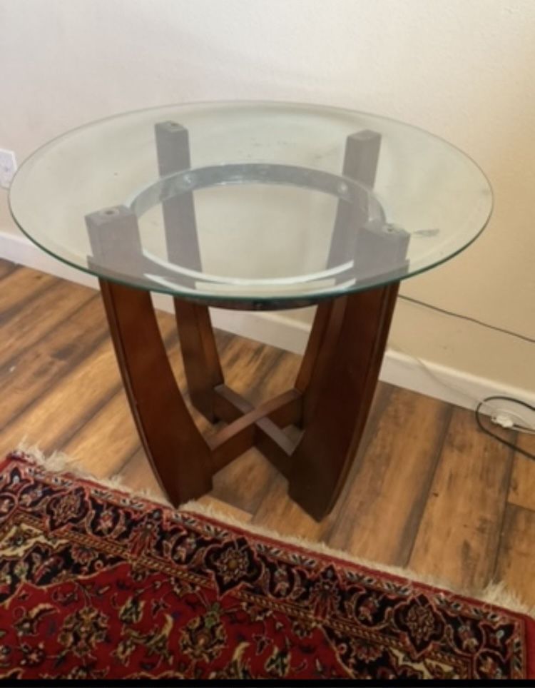 2 Side Modern Glass wooden Tables For $75