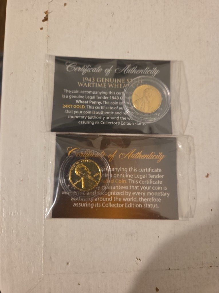 2 Pennies Gold Plated