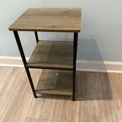 Side Table 3-Tier Small End Table, Sofa Table Nightstand, distressed brown wood grain New