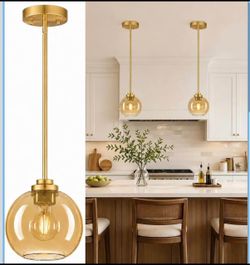 2 Pack Gold Globe Pendant Lights