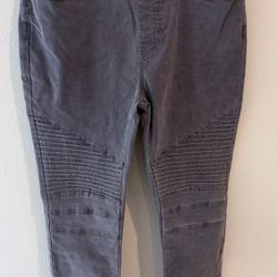 Jeans Pull On Motto Skinny Ankle Zip Grey Stretch Denim NWT by Flamingo Women XL