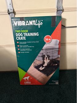 NEW Vibrant Life 36” Large 2-Door Dog Crate Kennel w/ Divider & Tray